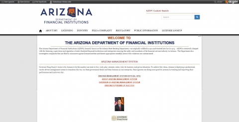 Arizona Department of Financial Institutions Homepage