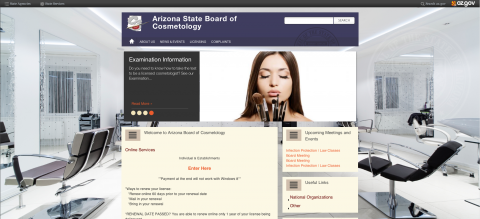 Arizona State Board of Cosmetology home page