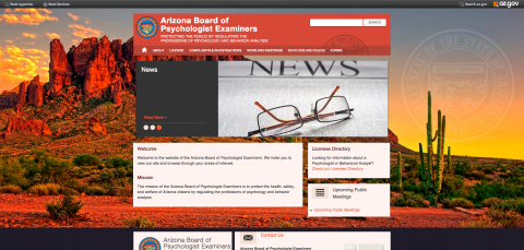 Arizona Board of Psychologist Examiners web page