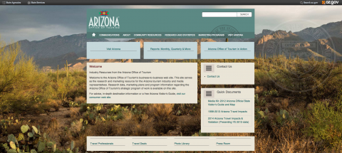 Arizona Deptartment of Tourism website