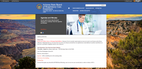 Arizona State Board of Respiratory Care Examiners homepage