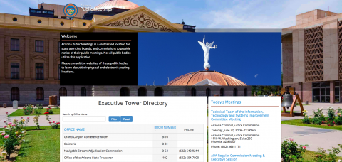 Arizona Public Meetings Website Home Page