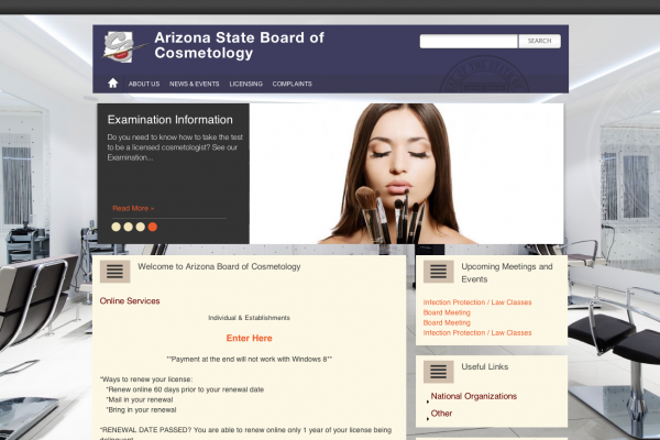 Arizona State Board of Cosmetology home page