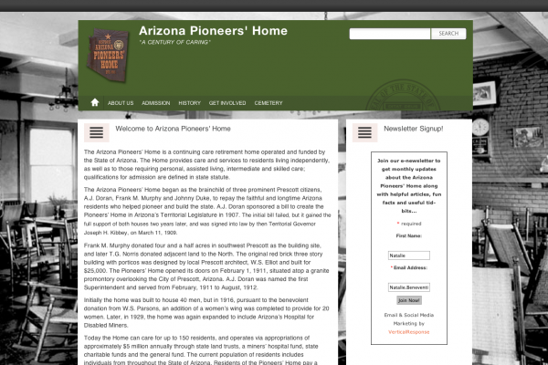 Arizona Pioneers' Home home page