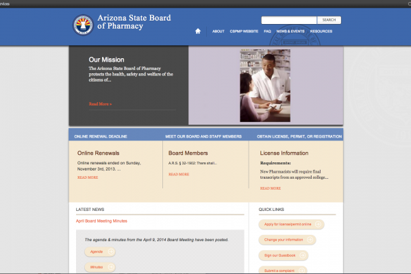 Arizona State Board of Pharmacy home page