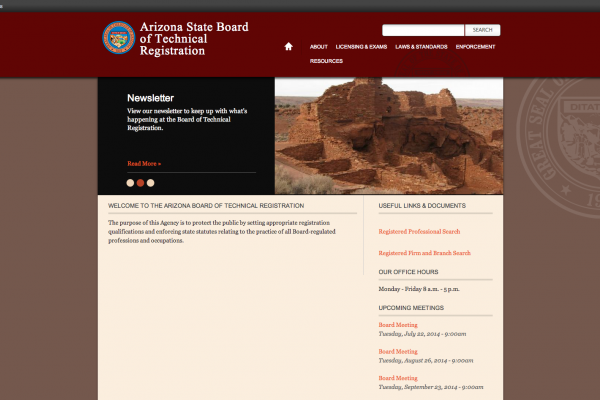 Arizona State Board of Technical Registration homepage