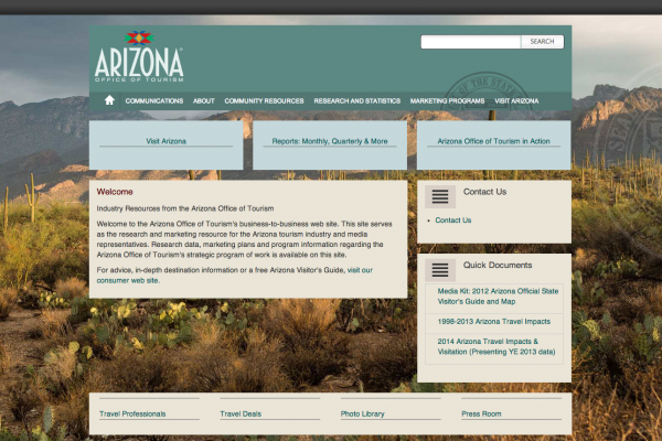 Arizona Deptartment of Tourism website