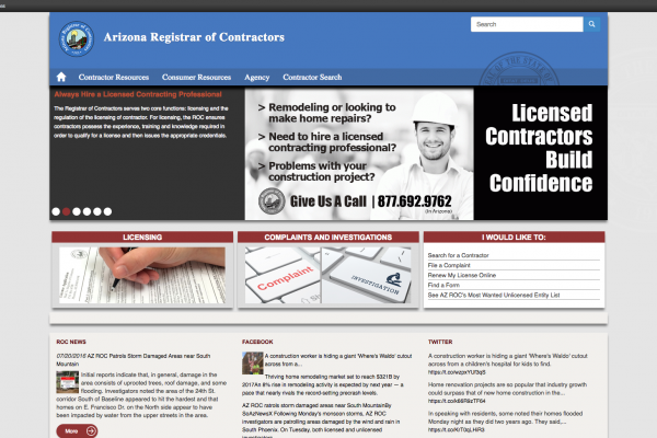 Registrar of Contractors Home Page